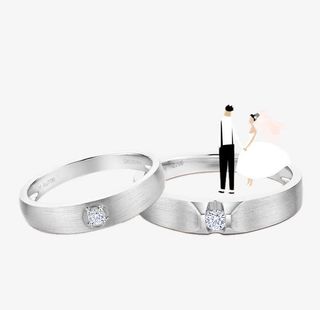 银色钻石戒指免抠