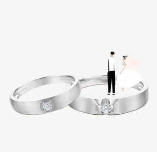 银色钻石戒指免抠