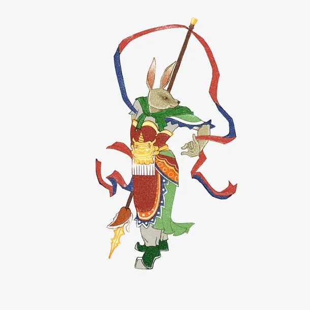 年画玉兔免抠