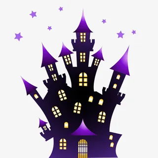 万圣节紫色星星房免抠