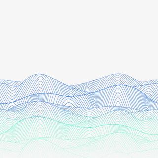 手绘蓝色渐变水波纹线条免抠