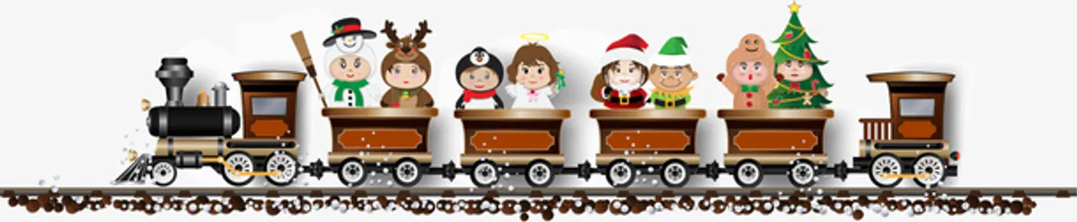 圣诞节棕色小火车免抠