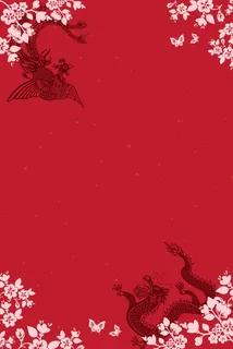 红色矢量中式婚礼邀请函背景素材高清