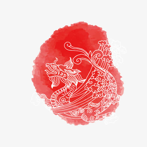 红色渐变龙形渐变水墨元素免抠
