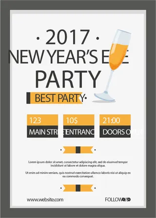 灰色边框新年派对邀请函免抠