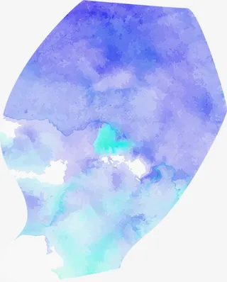 蓝色水墨招聘海报免抠