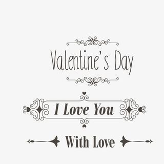欧式复古情人节表白英文标签免抠