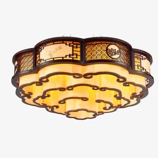 圆形中式吊灯灯客厅大厅羊皮灯免抠