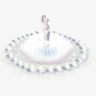 中心花园人物雕塑喷泉景观免抠