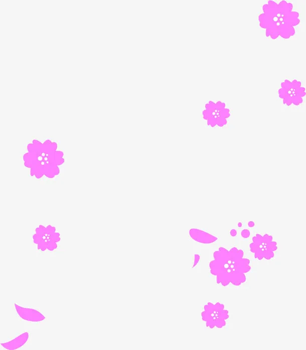 玫红粉紫漂浮卡通花瓣免抠