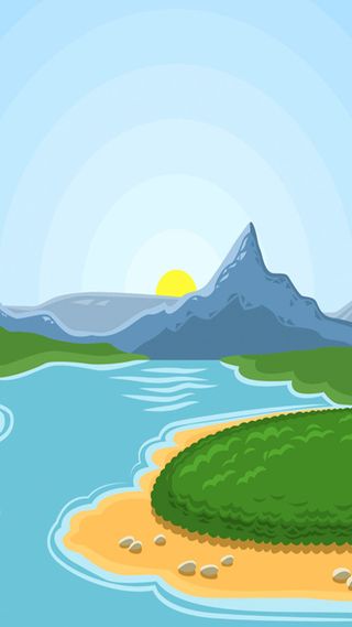 卡通河谷风景素材高清