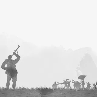 吹响号角的战士免抠