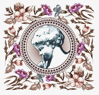 花纹边框国外小花人像免扣素材免抠