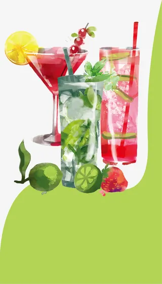 水彩果汁装饰免抠