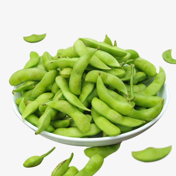 实物一盘新鲜绿色毛豆免抠