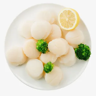 柠檬西蓝花扇贝肉扇贝柱瑶柱实物免抠