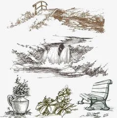 手绘建筑免抠