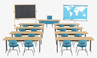 卡通整洁的教室课堂免抠