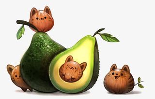 手绘牛油果免抠