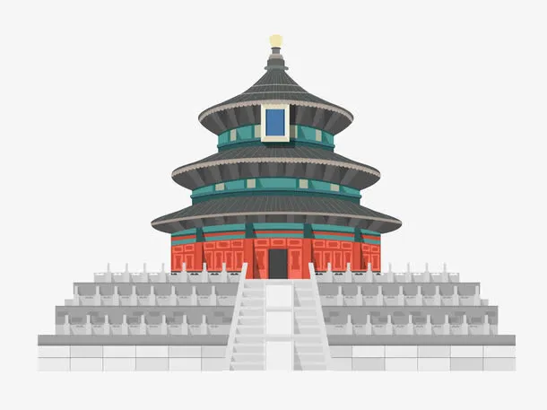 北京天坛手绘插画免抠