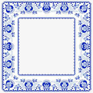 青花瓷正方形边框免抠