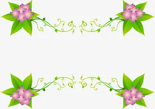 紫色手绘花朵绿叶装饰免抠