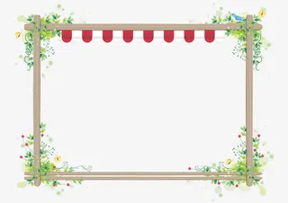 夏日木质植物矢量边框免抠