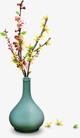 清新花瓶企业文化装饰素材免抠