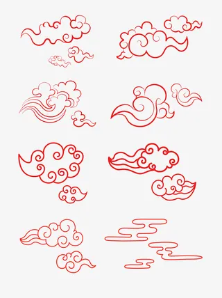 祥云中国风底纹红色矢量元素免抠