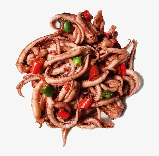 美味炒鱿鱼免抠