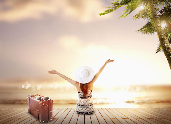 清新唯美夏日海滩旅游平面广告高清