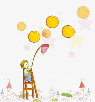 矢量网金币的男孩免抠