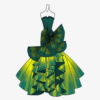 特色扇形裙摆华丽婚纱免抠