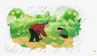 卡通手绘创意谷雨插画免抠免抠
