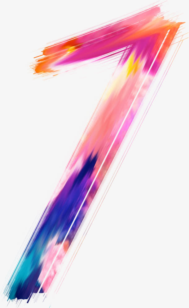 创意水彩渐变数字7免抠