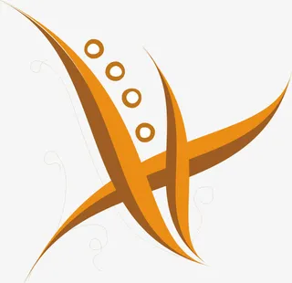 橘色科技水草线条免抠