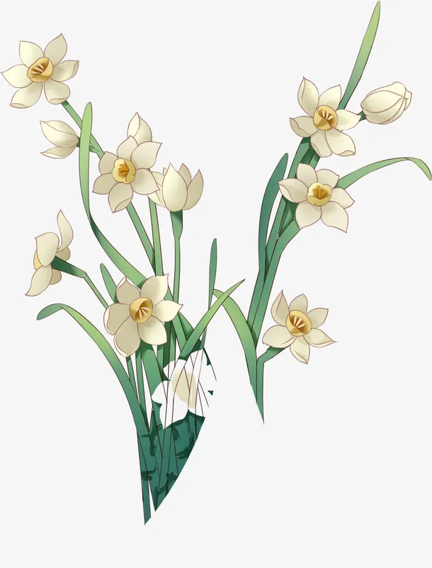 古风国潮风水仙花免抠