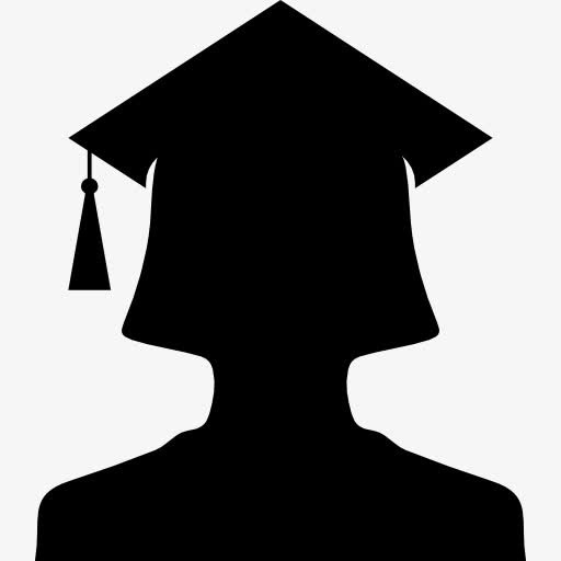 女大学毕业生剪影与帽图标免抠