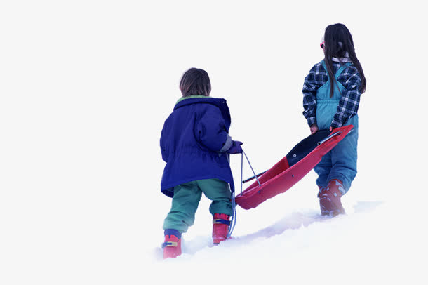 雪地里的孩子免抠