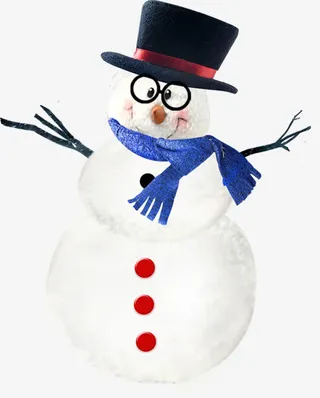 黑色带帽围巾雪人免抠