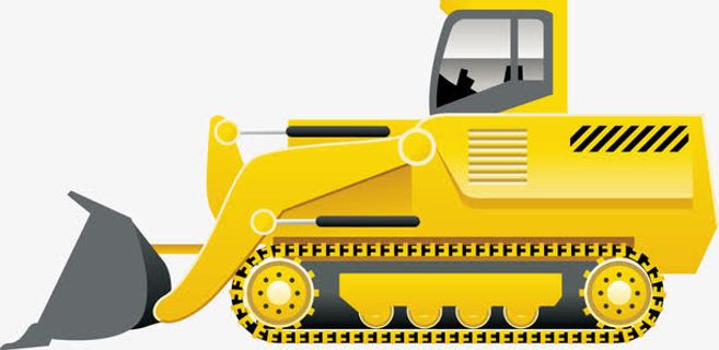 卡通黄色施工车子推土机图免抠