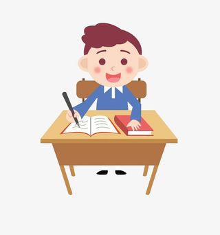 卡通写作业的男孩免抠图免抠