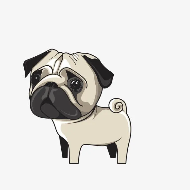 手绘可爱的斗牛犬免抠