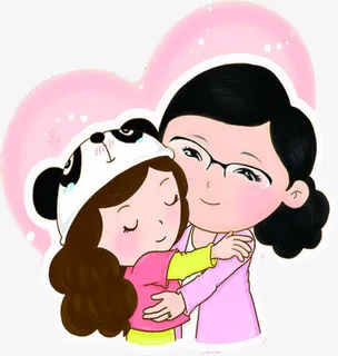 温馨有爱母女人物眼镜妈妈免抠