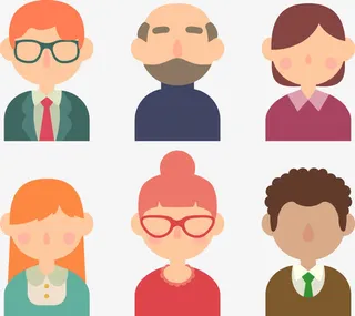 矢量手绘扁平人物头像免抠