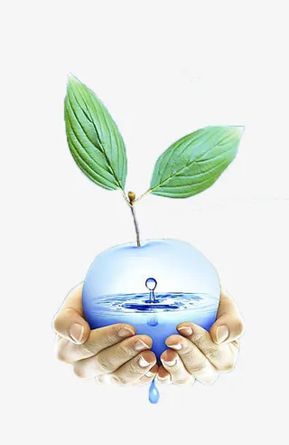 双手托起的绿色免抠