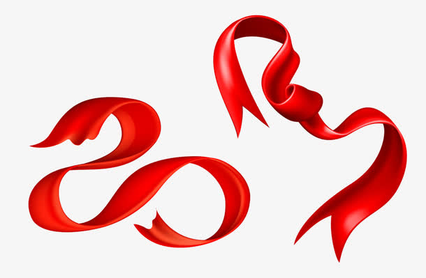 红色绸带免抠