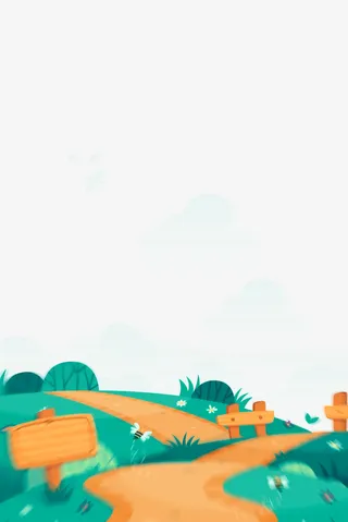 春季里的山坡手绘免抠