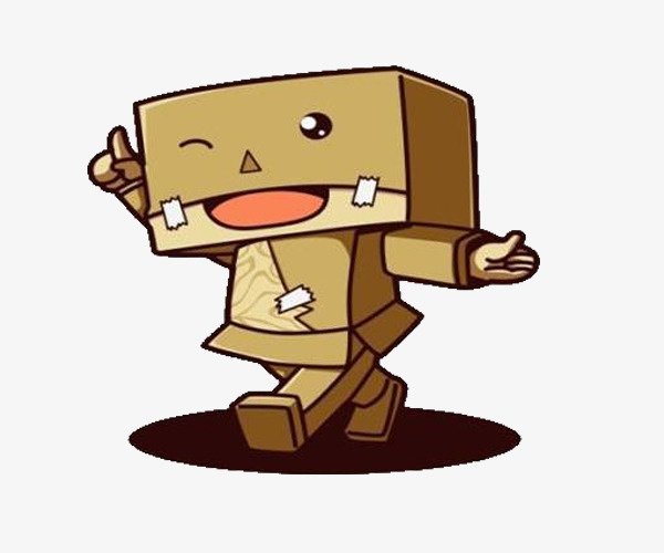 卡通手绘纸盒机器人免抠