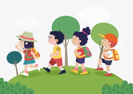 夏令营暑假野营郊游儿童小学免抠